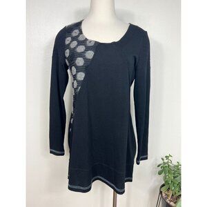 Tricotto Womens Black Patchwork Wool Panel‎ Tunic Top Size Medium Artsy Paris